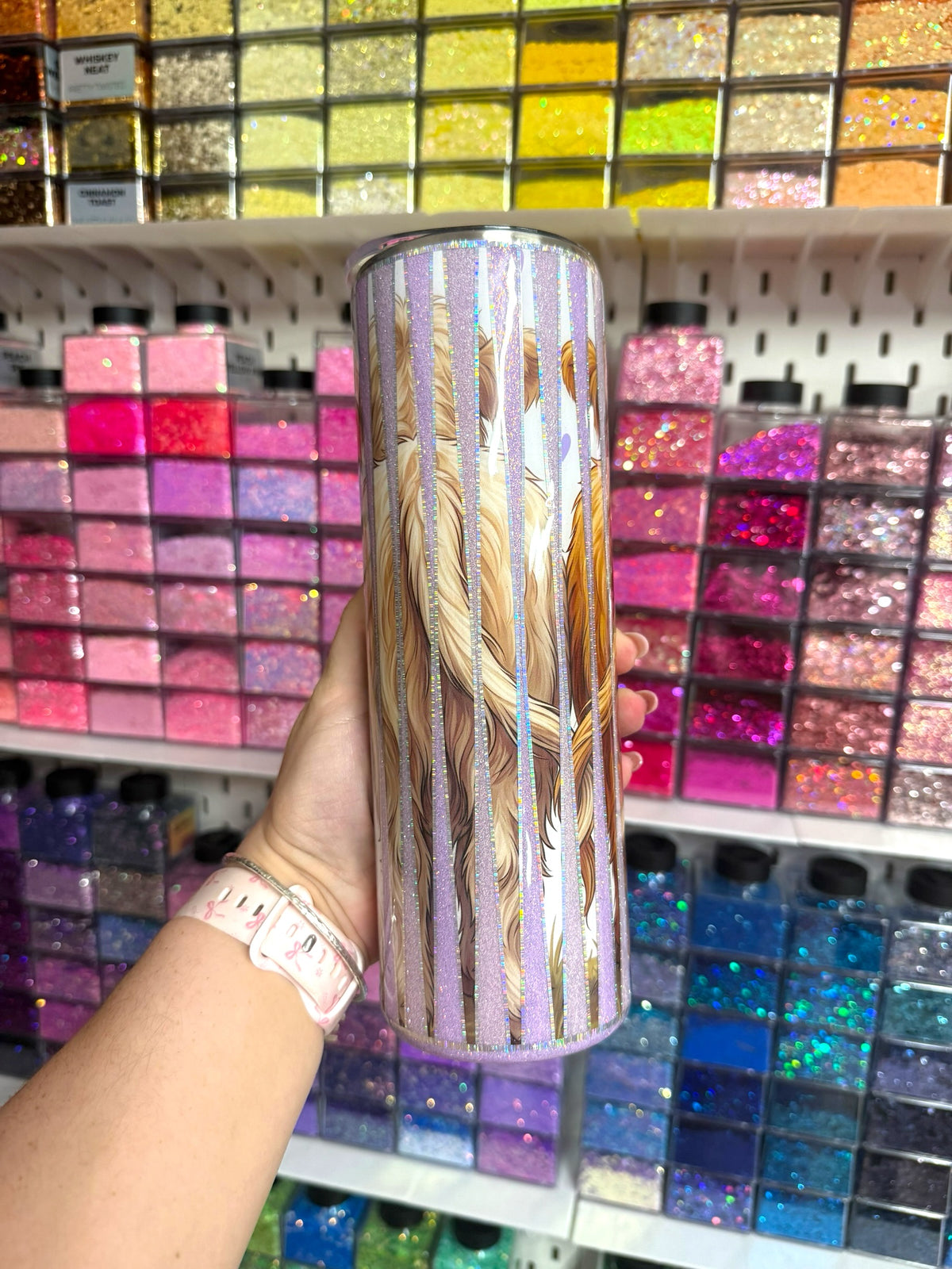 Highland Cows & Sunflowers 30oz Stainless Steel Glitter Resin Tumbler