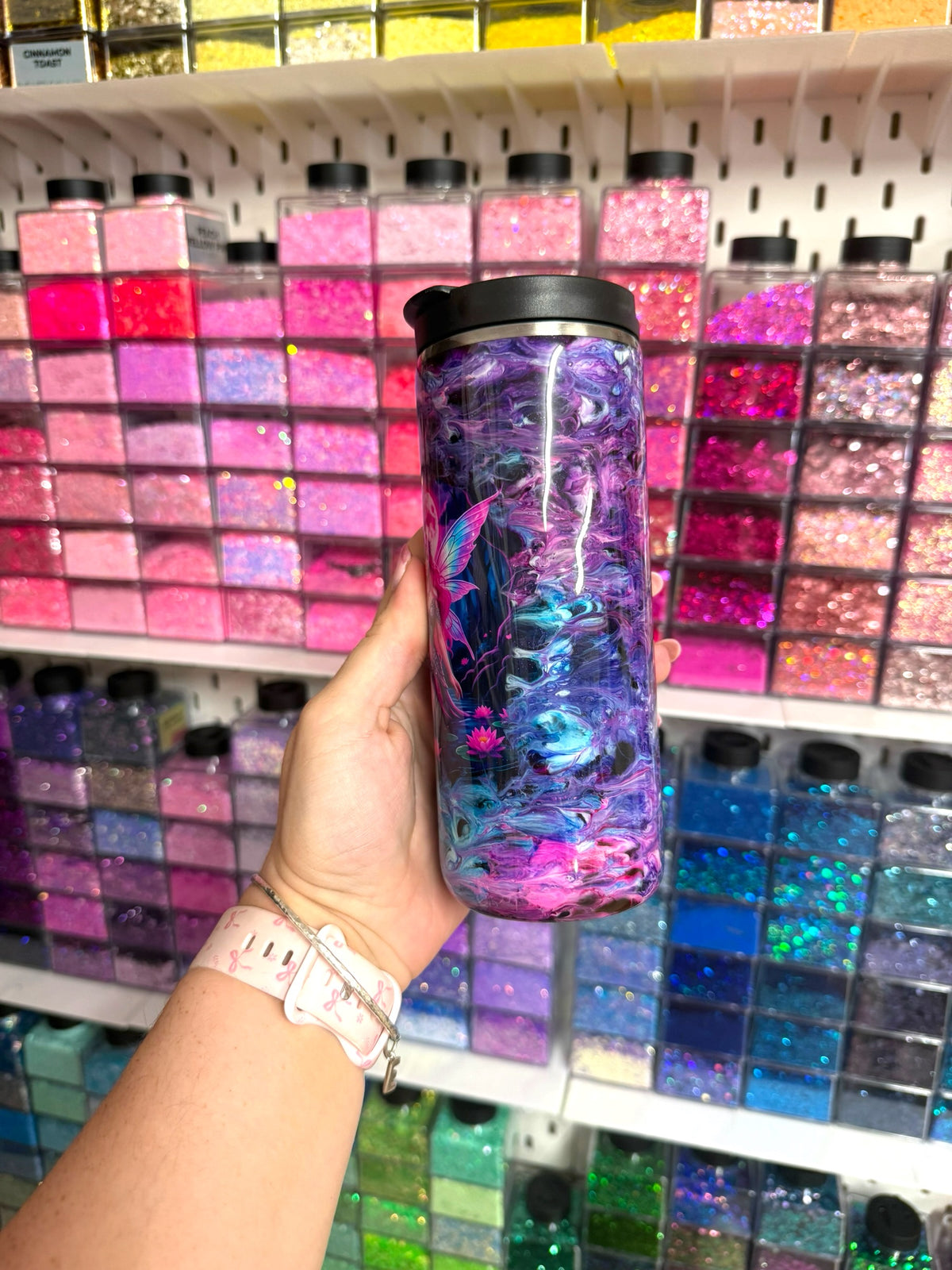 Pink Moon Fairy 500ml Stainless Steel Resin Travel Mug