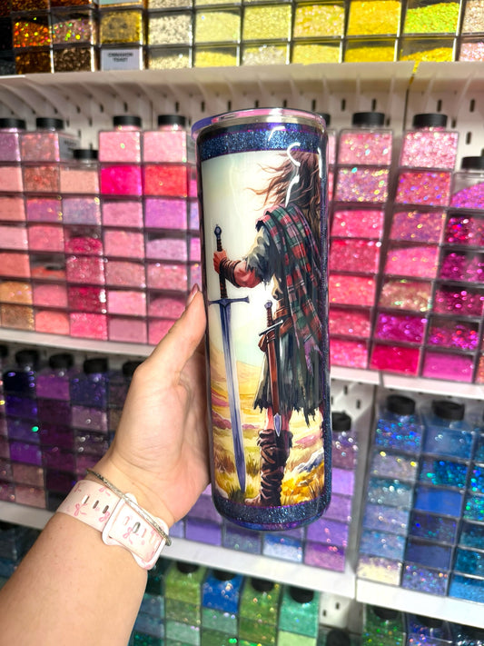 Scotland Themed 30oz Stainless Steel Glitter Tumbler | Scottish Highlands Cup
