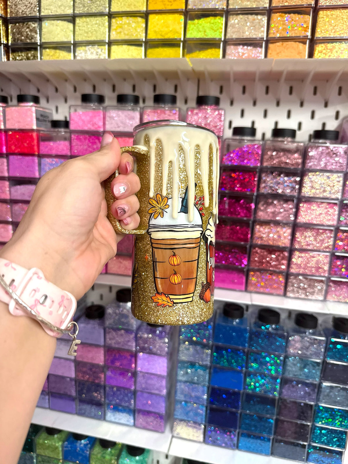 Pumpkin Spice Glitter Resin Desk Coffee Mug | 600ml
