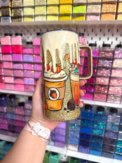 Pumpkin Spice Glitter Resin Desk Coffee Mug | 600ml
