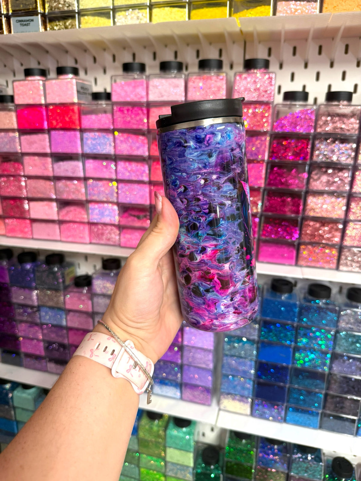 Pink Moon Fairy 500ml Stainless Steel Resin Travel Mug