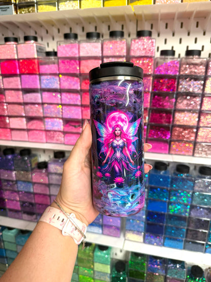 Pink Moon Fairy 500ml Stainless Steel Resin Travel Mug