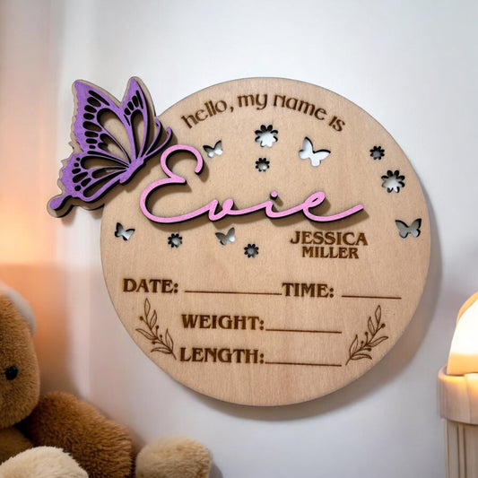 Butterfly Birth Stats Sign