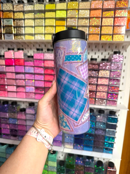 Highland Cow Patchwork 20oz Stainless Steel Resin Water Bottle