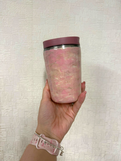 Pink Gingerbread Bakery Stainless Steel Resin Travel Coffee Mug