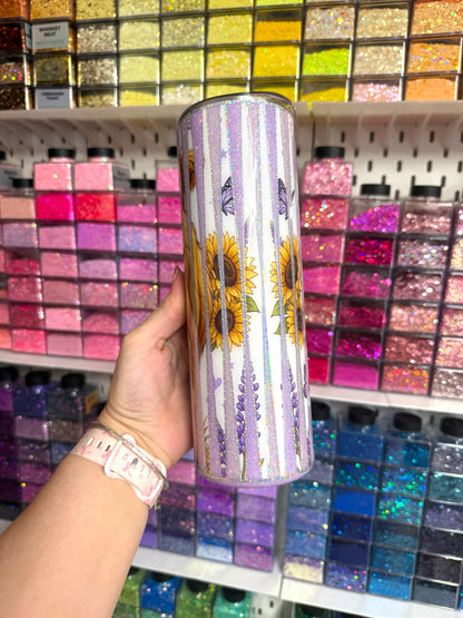 Highland Cows & Sunflowers 30oz Stainless Steel Glitter Resin Tumbler