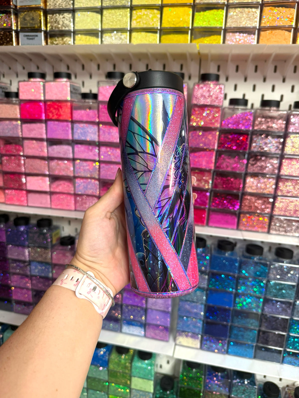Holographic Dark Fairy 20oz Stainless Steel Resin Water Bottle