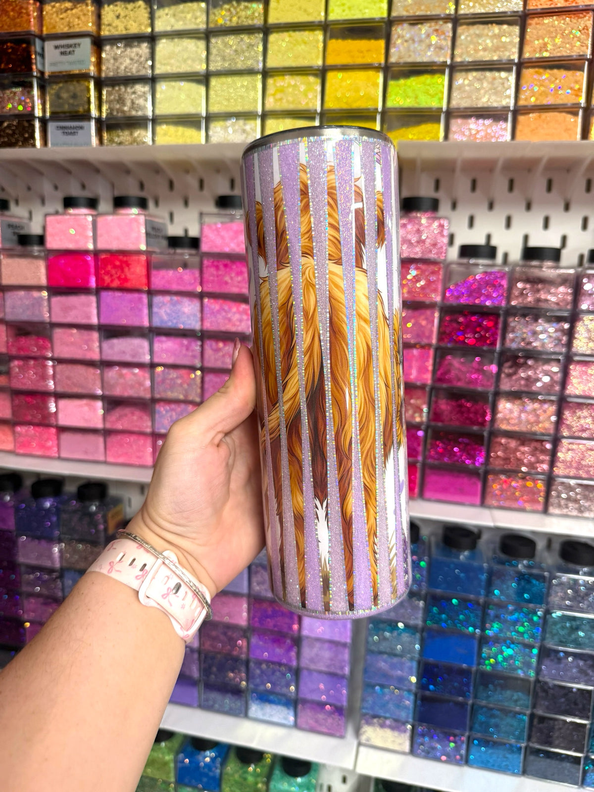 Highland Cows & Sunflowers 30oz Stainless Steel Glitter Resin Tumbler