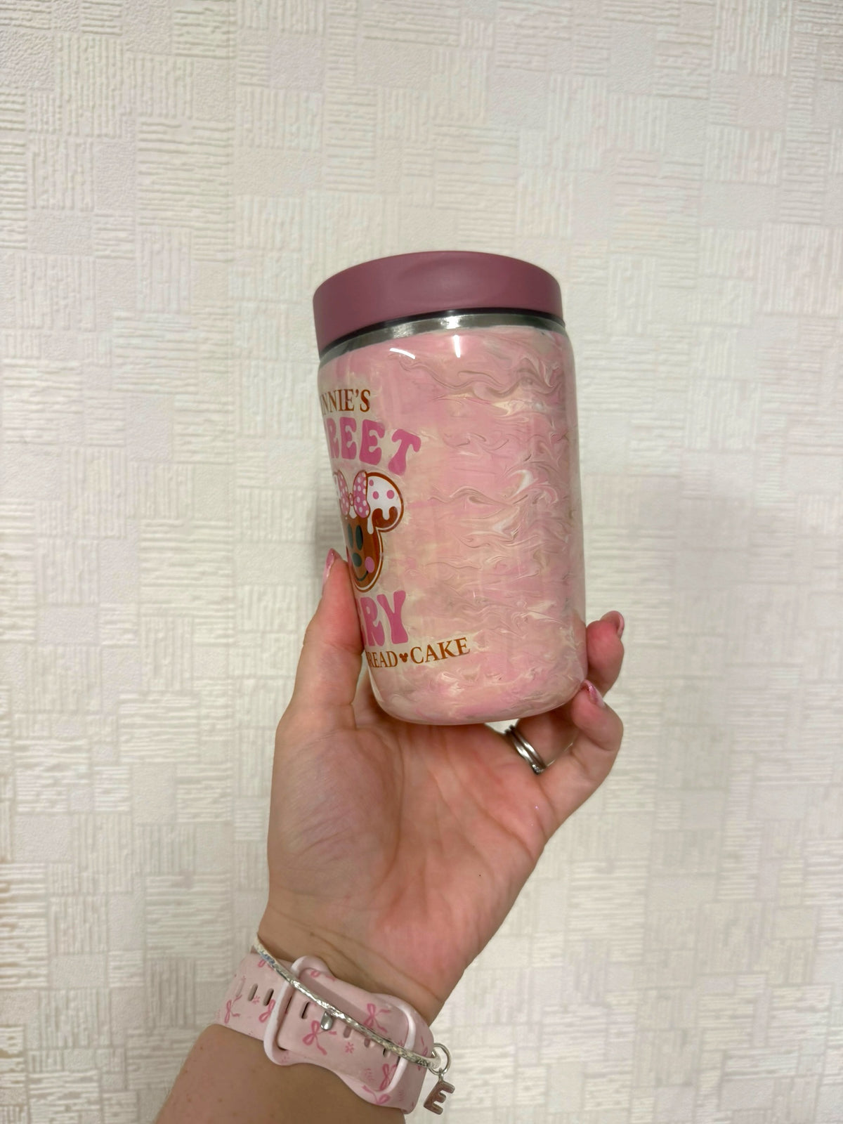 Pink Gingerbread Bakery Stainless Steel Resin Travel Coffee Mug
