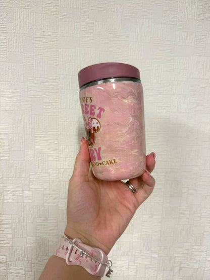 Pink Gingerbread Bakery Stainless Steel Resin Travel Coffee Mug