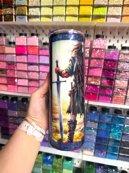 Scotland Themed 30oz Stainless Steel Glitter Tumbler | Scottish Highlands Cup