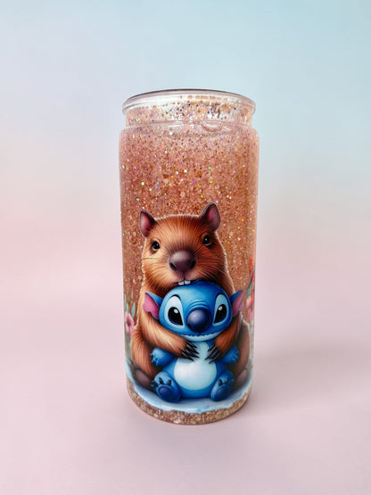 16oz Capybara & Blue Alien Snowglobe Tumbler