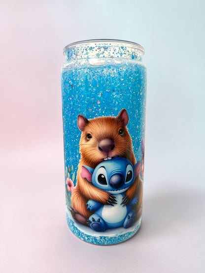 16oz Capybara & Blue Alien Snowglobe Tumbler
