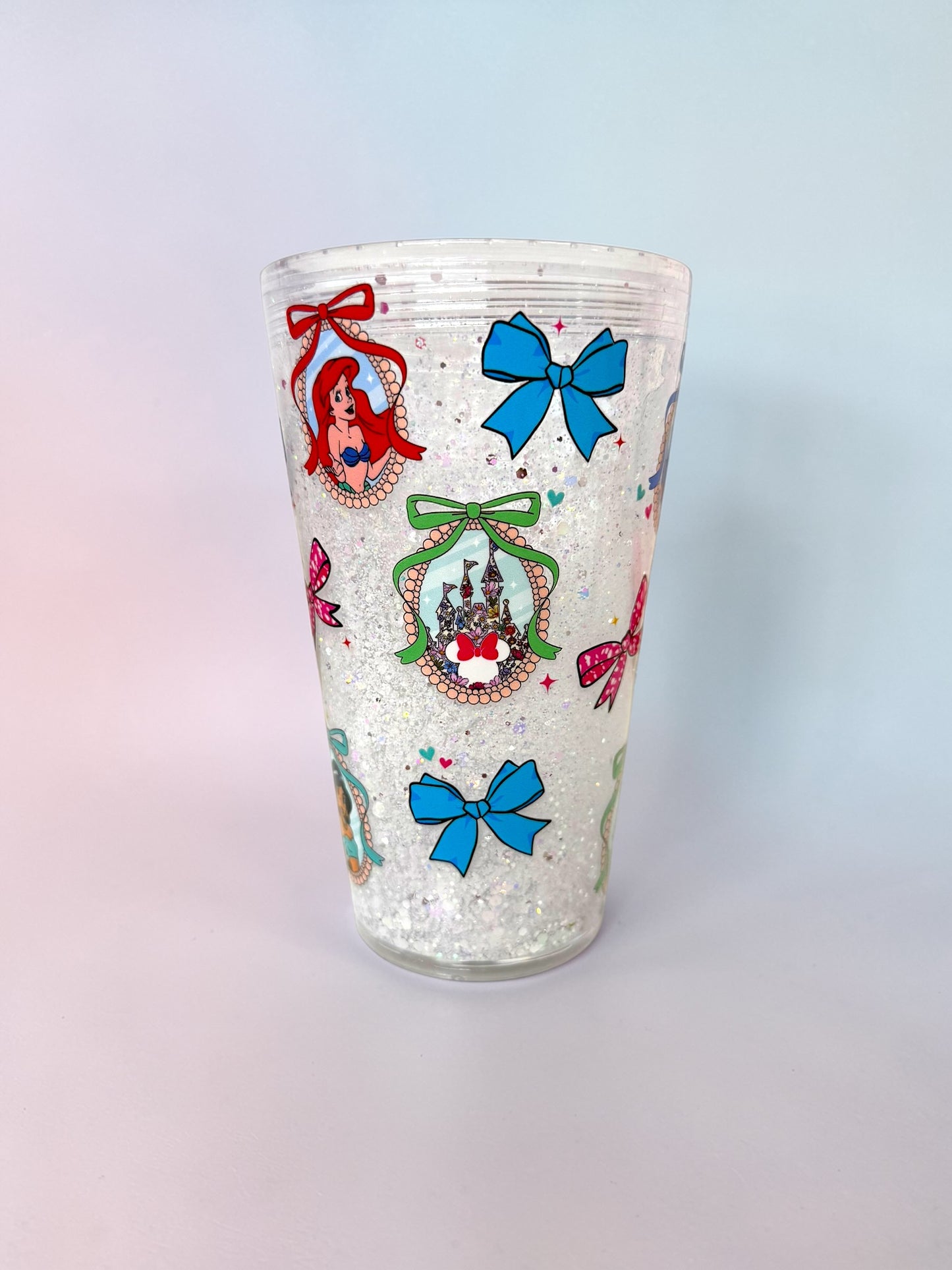 16oz Princess Bows Snowglobe Tumbler