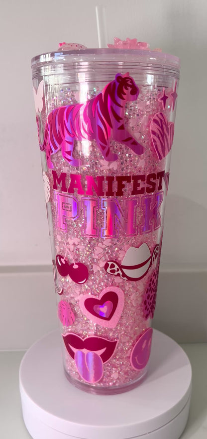 Manifest Pink Rhinestone Tumbler